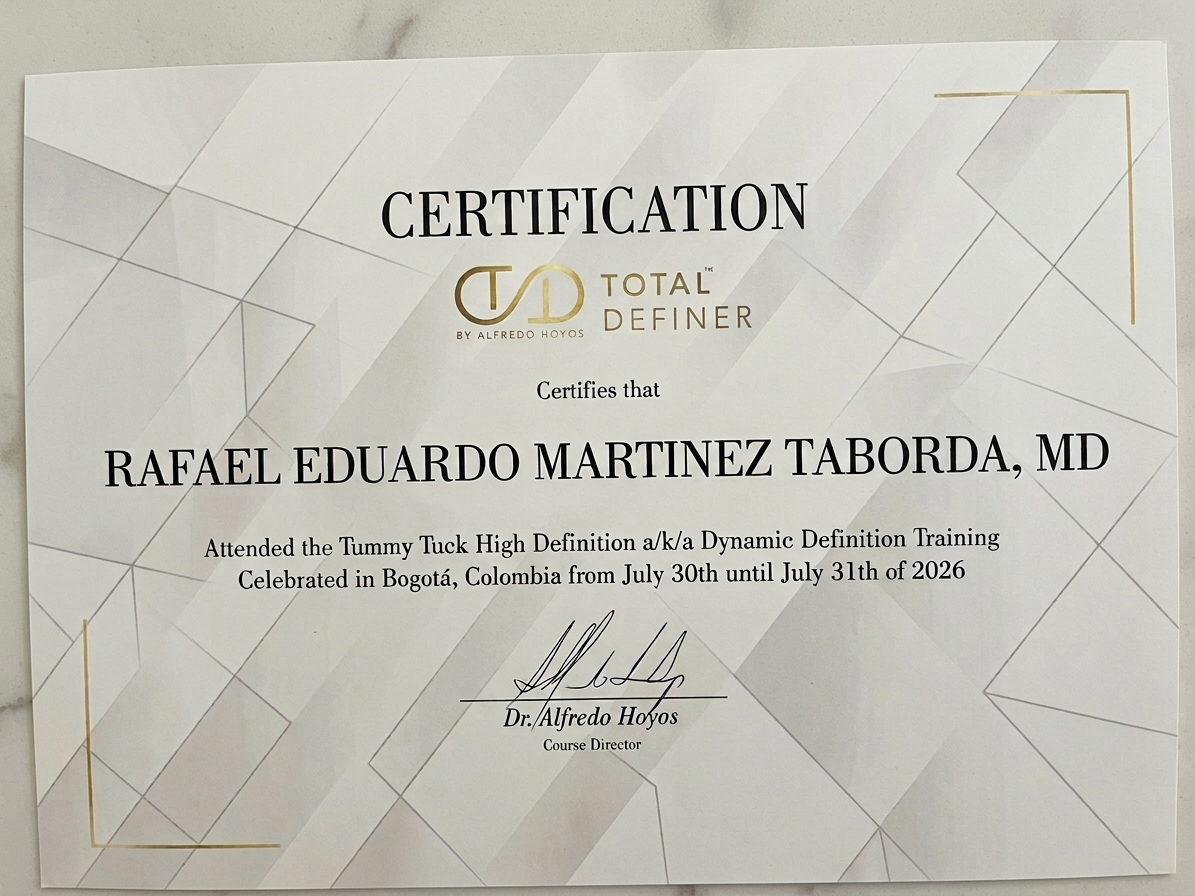 Certificación Tummy Tuck High Definition — Total Definer by Alfredo Hoyos
